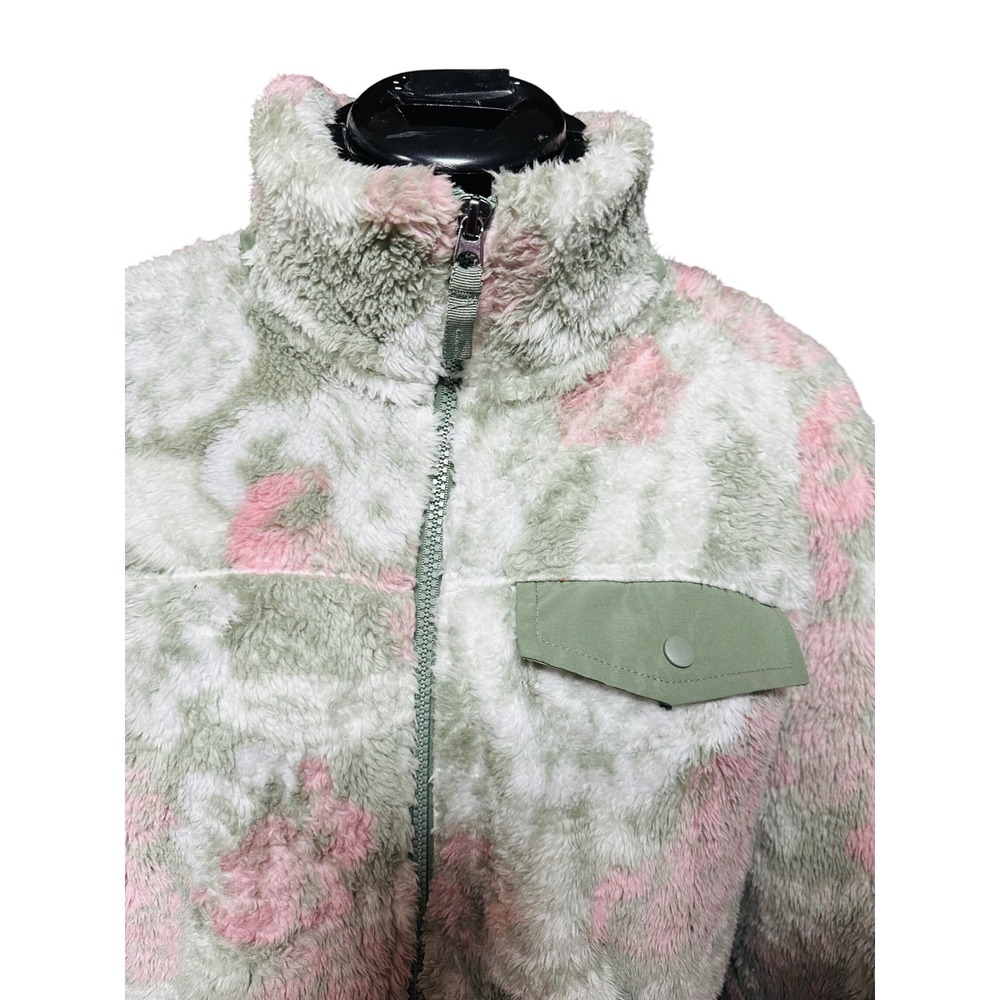 Gerry Fleece Jacket Pink Green Floral Print Zip Up Women's Size‎ L - Picture 3 of 8